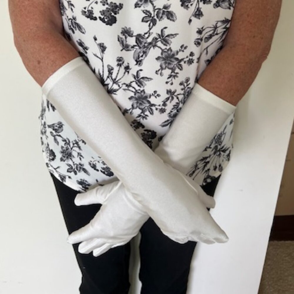 NWT Ivory Satin Formal Gloves Elbow